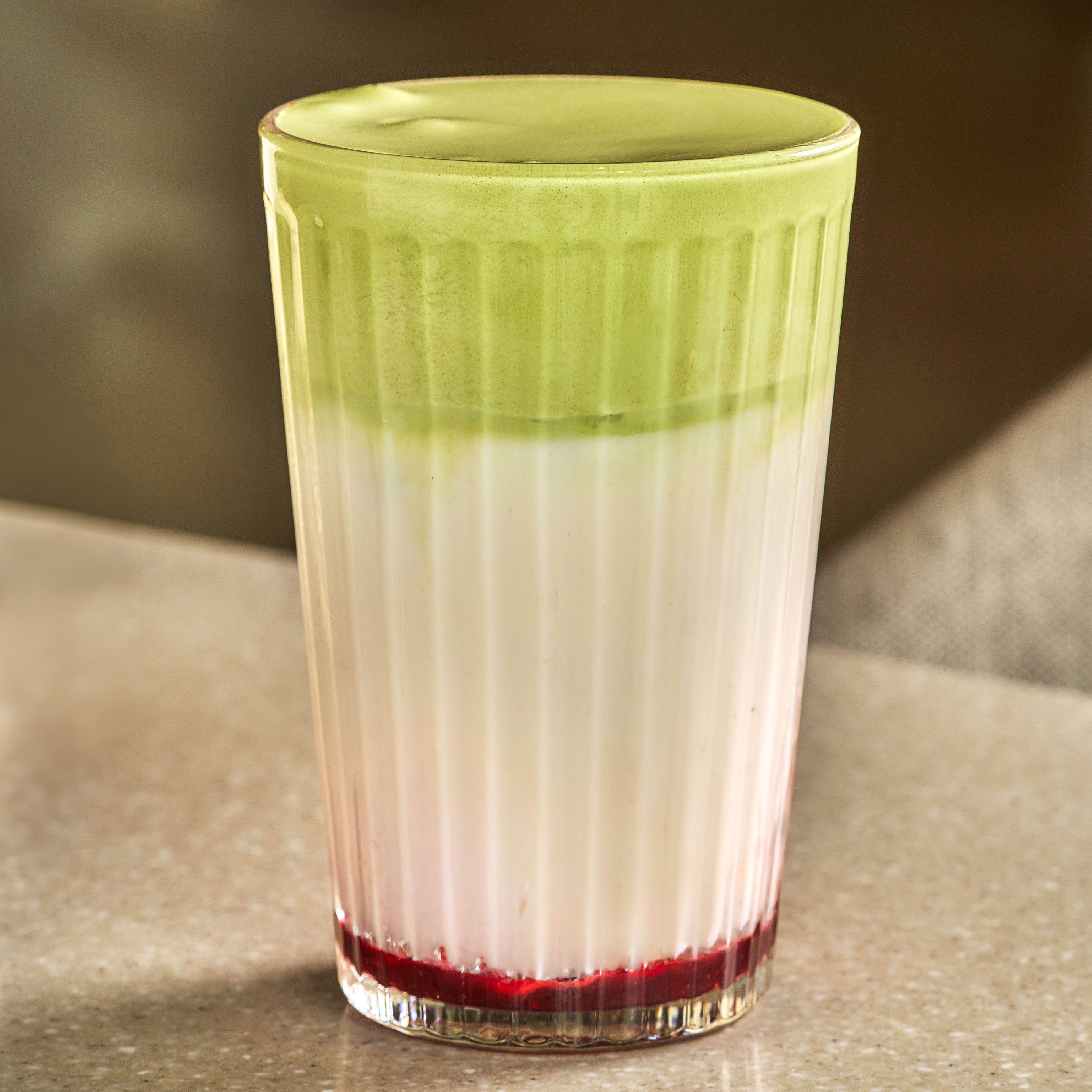 STRAWBERRY MATCHA ICED LATTE